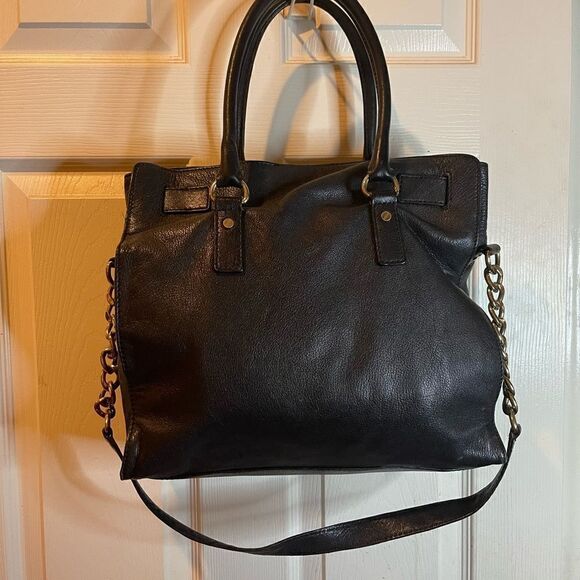 Michael Kors black leather large shoulder bag with gold tone accents. - Picture 5 of 14